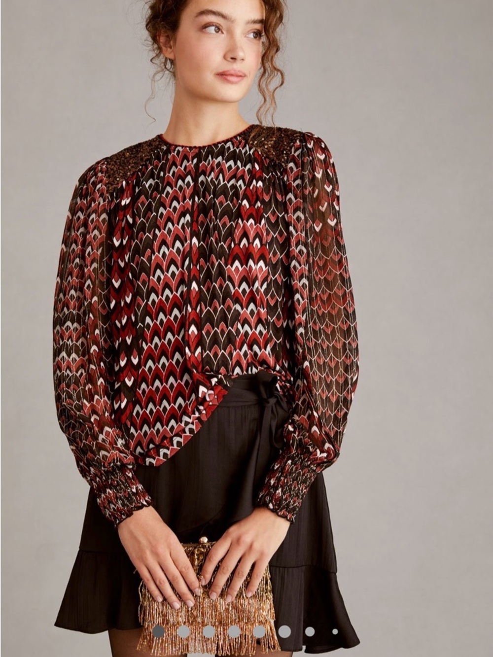NWOT Anthropologie Bl-nk Sequin Embellished Blouse Top - Medium - $99